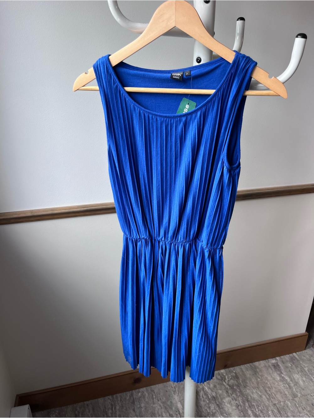Simons Royal Blue Pleated Sleeveless Mini Dress